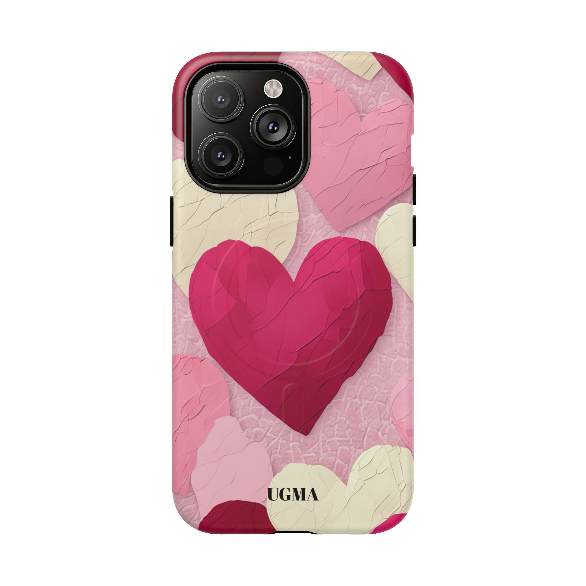Phone Case — Pink Layered Hearts Tough Magnetic Protective Cover