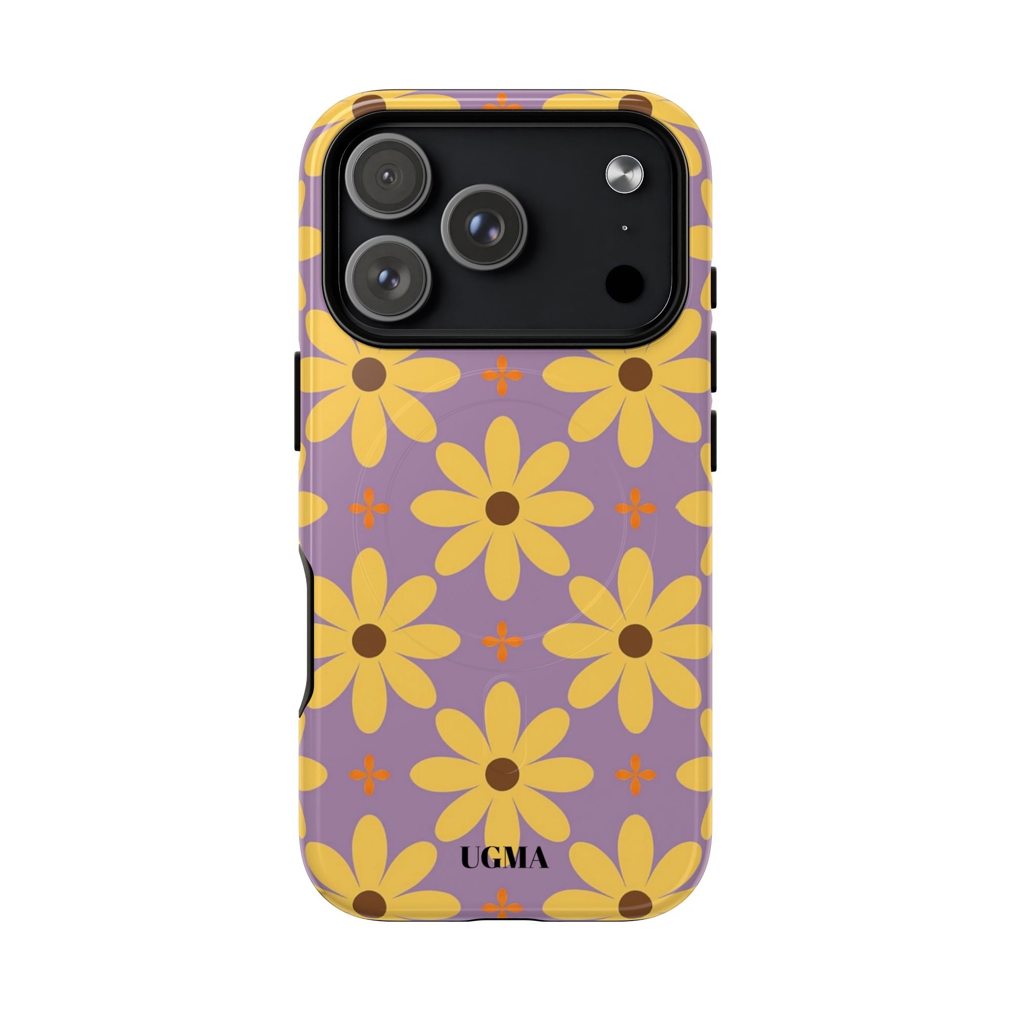 Floral Retro Daisy Tough Magnetic Phone Case — Yellow Flowers on Lavender