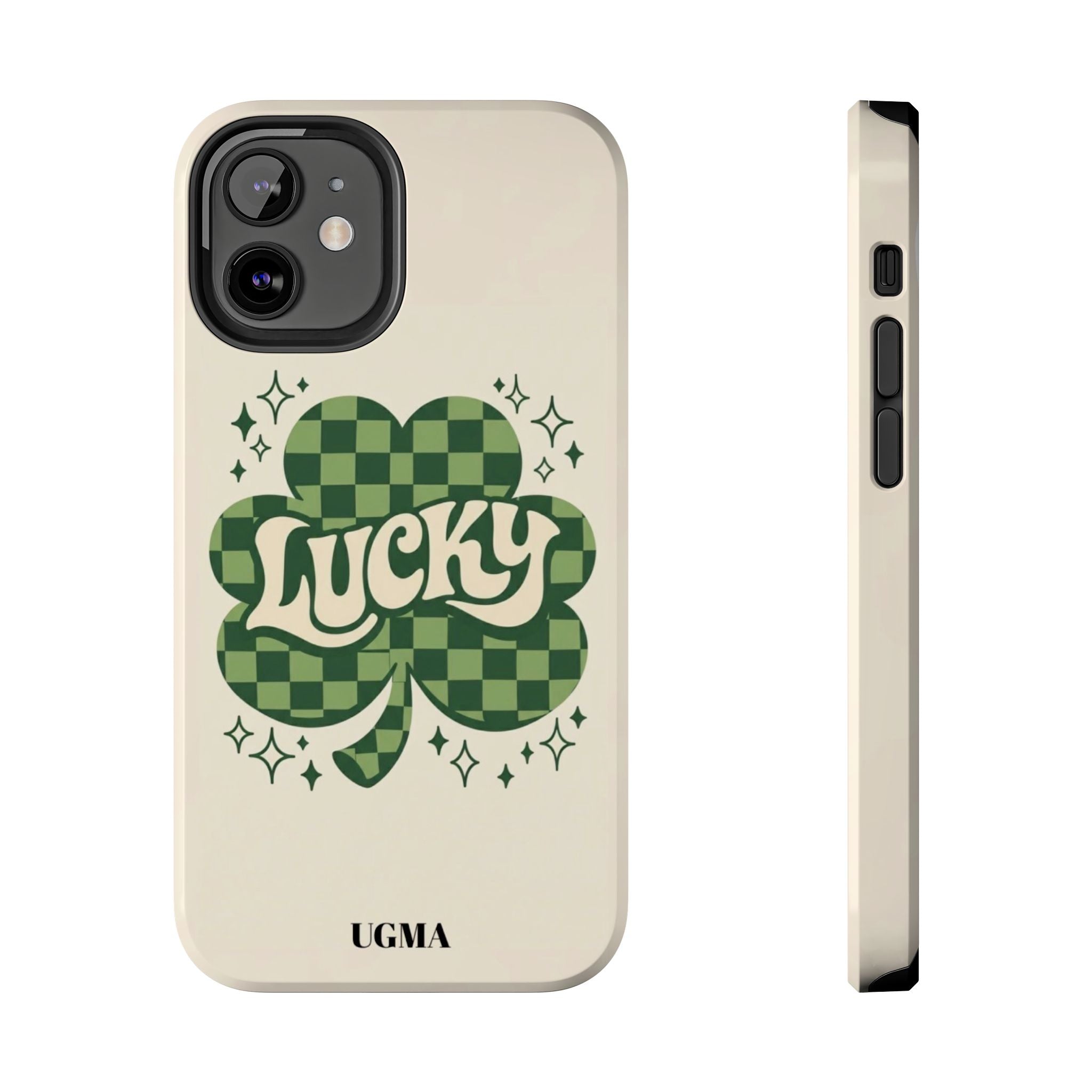 Lucky Clover Phone Case — Retro Green Checker St. Patrick’s Tough Phone Case