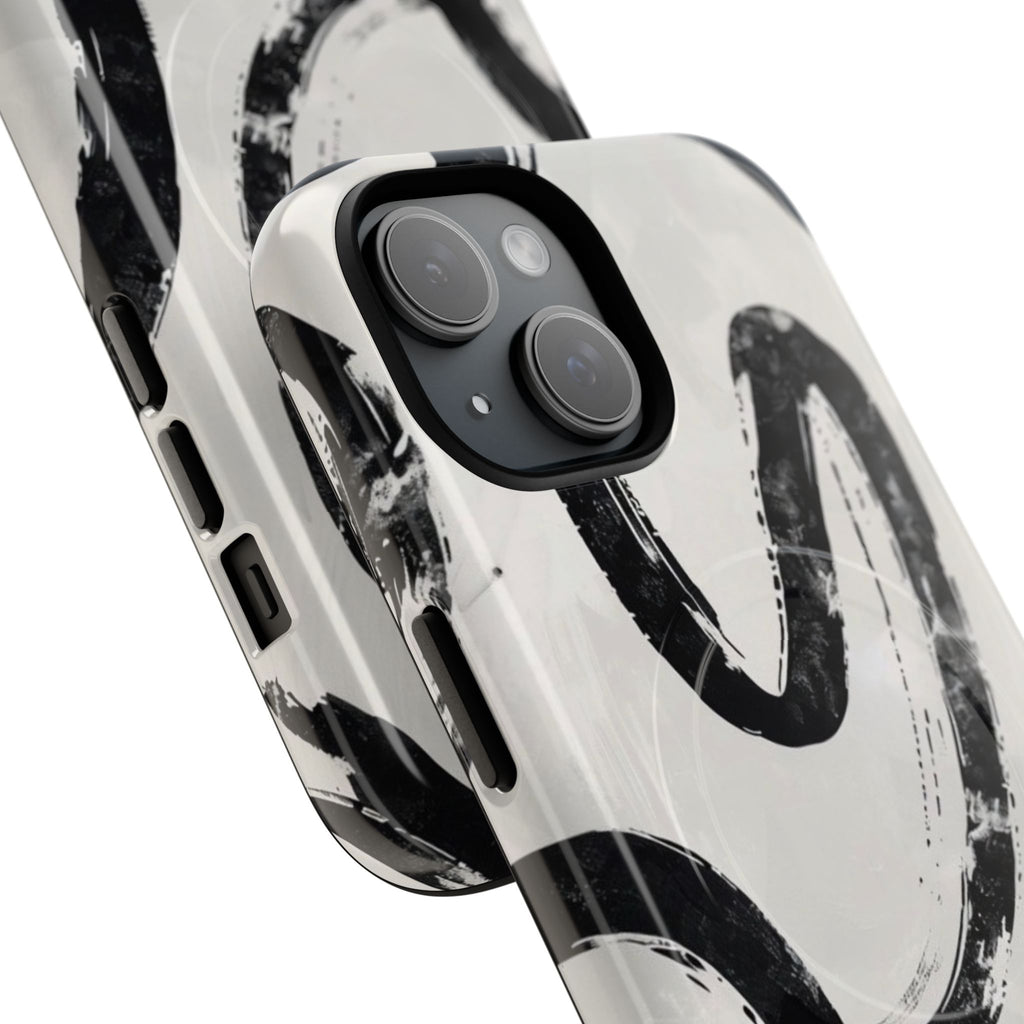 Abstract Black Brushstroke Tough Magnetic Phone Case — Protective Magnetic iPhone Cover