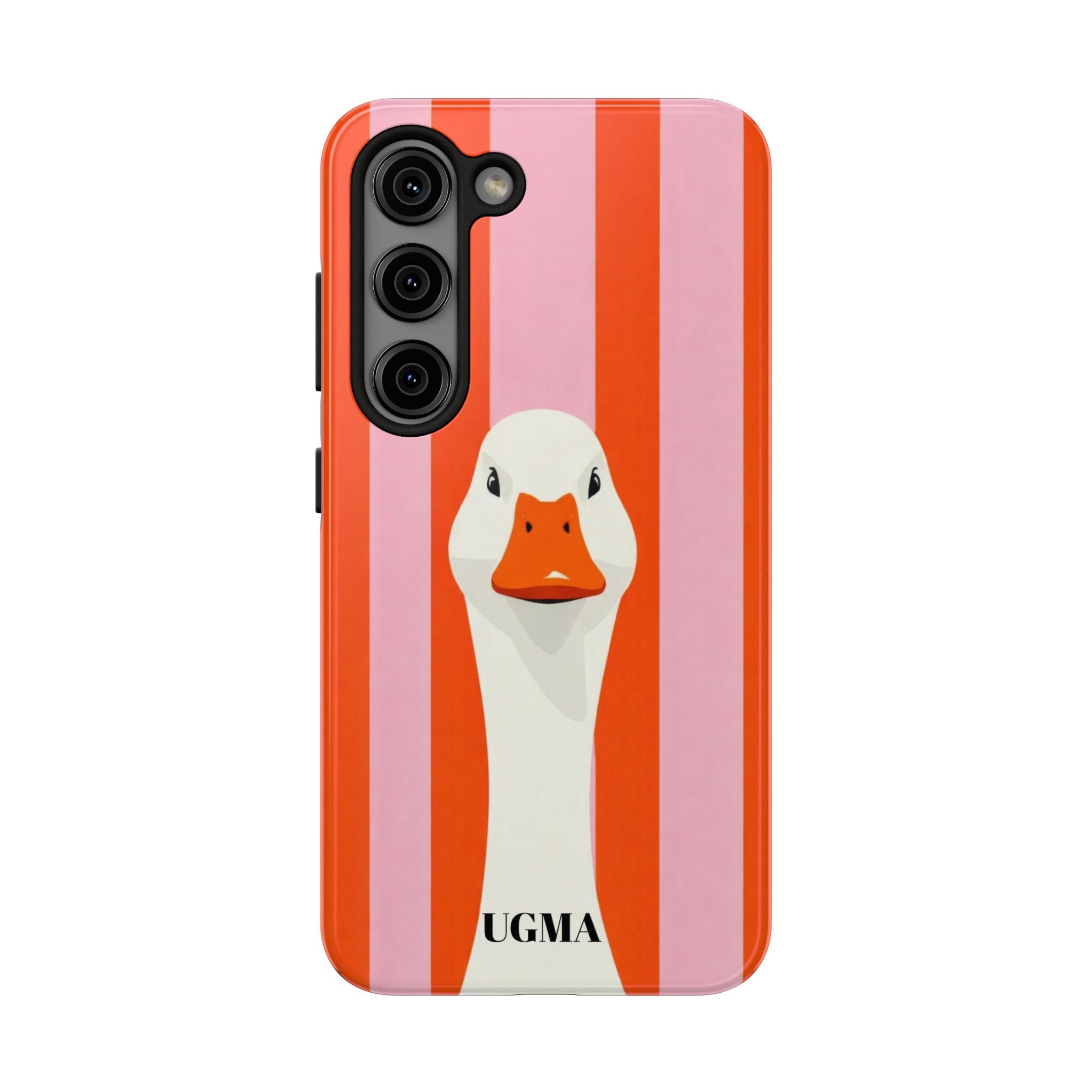 Goose Stripe Tough Phone Case — Quirky Duck Portrait Protective Cover