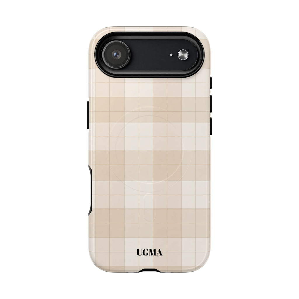 Beige Plaid Magnetic Phone Case — Tough Magnetic Protective iPhone Cover