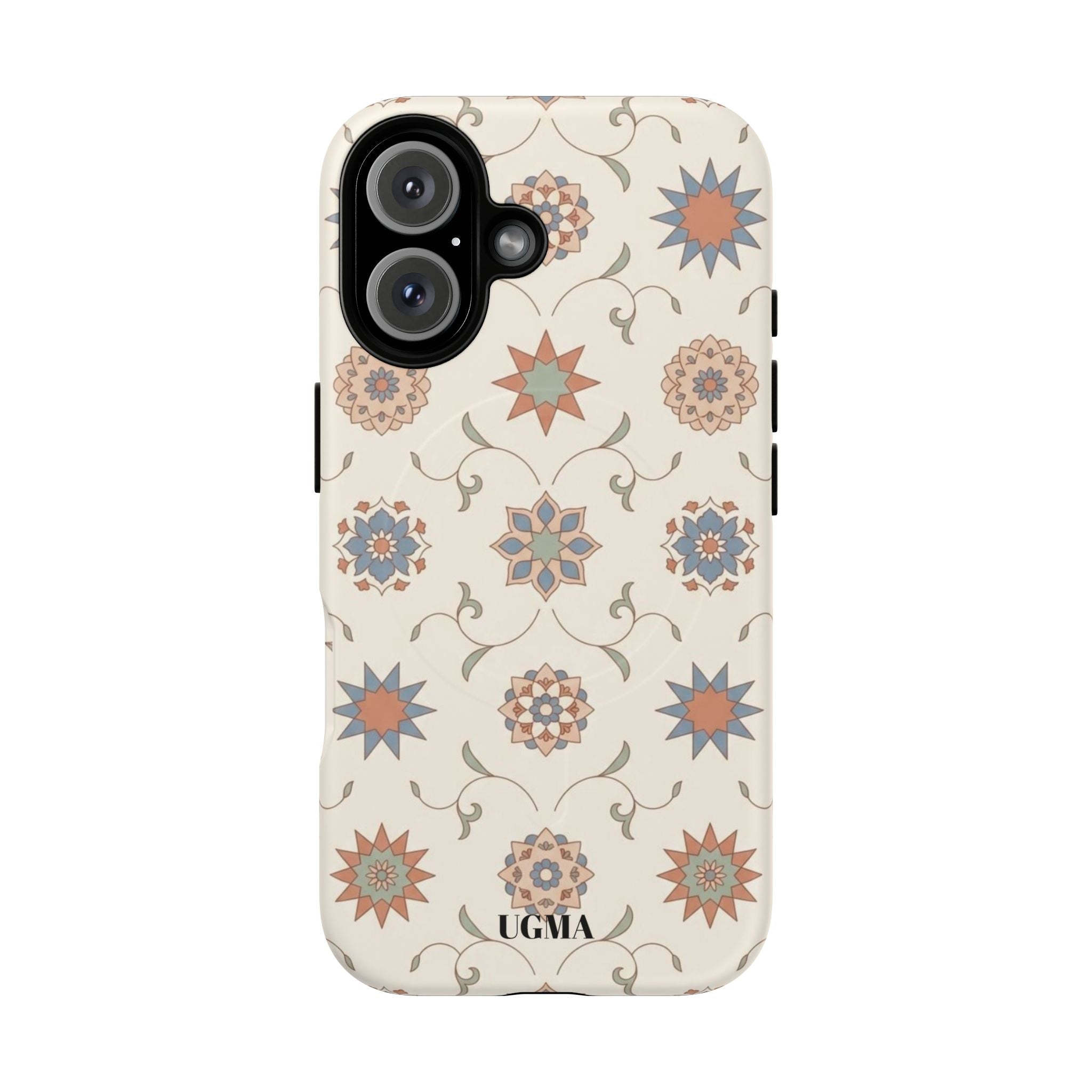 Floral Moroccan Tough Magnetic Phone Case — Boho Vintage Star Tile Design