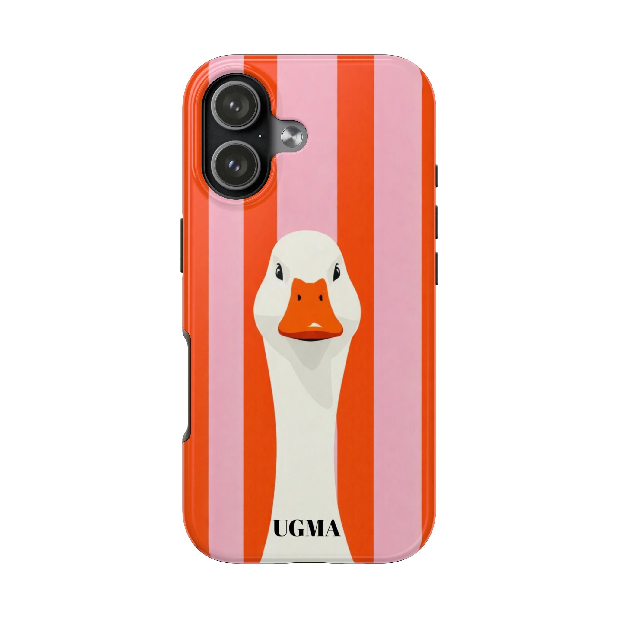 Goose Stripe Tough Phone Case — Quirky Duck Portrait Protective Cover