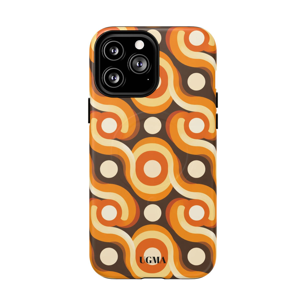 Retro Orange Swirl Phone Case — Tough Magnetic Protective Case